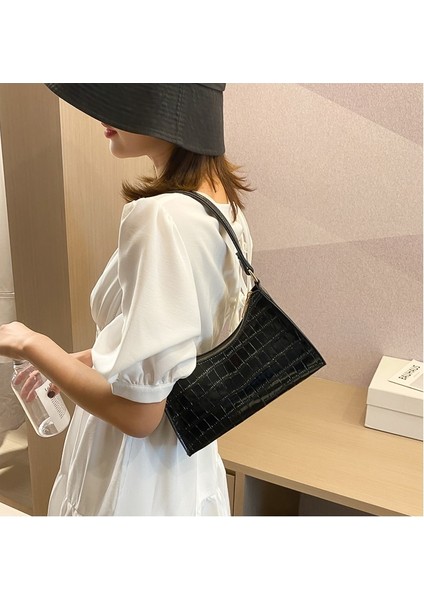 Retro Stil Kadın Pu Deri Zincirli Çanta - Siyah (Yurt Dışından)