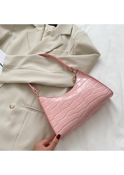 Retro Stil Kadın Pu Deri Zincirli Çanta - Pembe (Yurt Dışından)
