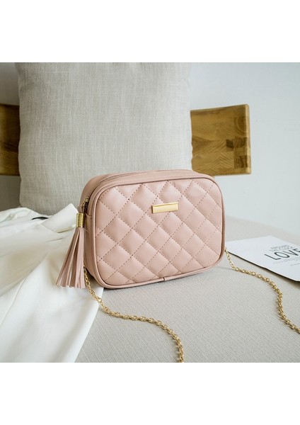 Püsküllü Zincirli Kadın Omuz Çantası - Pembe (Yurt Dışından)