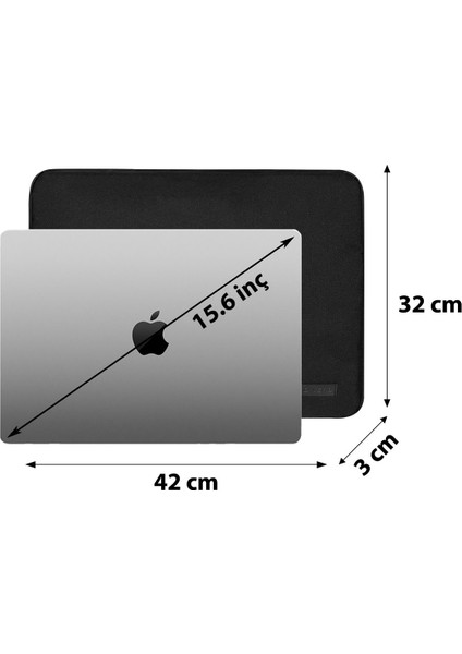 D'vers Su Geçirmez Fermuar Detaylı Unisex 15-15,6 Inç Uyumlu Macbook Kılıf Notebook Laptop Çantası