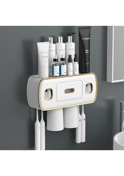 Diş Fırçası Tutacağı Otomatik Diş Macunu Dispenseri - Beyaz (Yurt Dışından)