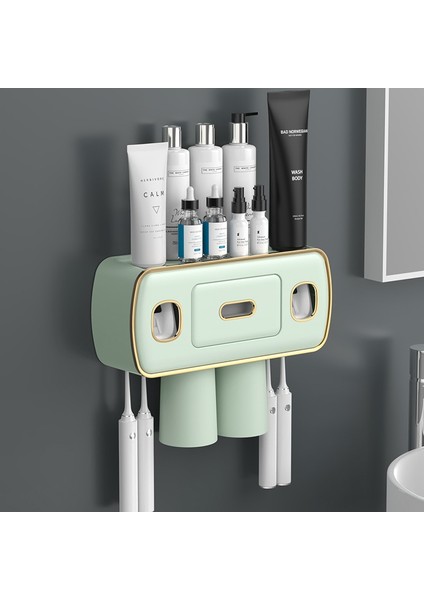 Diş Fırçası Tutacağı Otomatik Diş Macunu Dispenseri - Yeşil (Yurt Dışından)