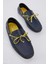 Erkek Lacivert Ip Detaylı Rahat Kalıp Deri Loafer 2