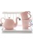 3 Adet Pembe Flamingo Kız Seramik Su Kupası Çaydanlık Seti Kolu Ev Işareti Bardak Teaware Içme Seti | Sürahi 2