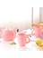 3 Adet Pembe Flamingo Kız Seramik Su Kupası Çaydanlık Seti Kolu Ev Işareti Bardak Teaware Içme Seti | Sürahi 4