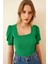 Kadın Yeşil Kare Yaka Örme Bluz HZL22W-BD104091 1