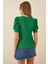 Kadın Yeşil Kare Yaka Örme Bluz HZL22W-BD104091 2