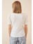 Kadın Beyaz Kare Yaka Örme Bluz HZL22W-BD104091 3