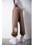 Oversize Basic Bel Paça Lastikli 3 Cepli Jogger Eşofman Altı Kahve 1