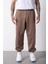Oversize Basic Bel Paça Lastikli 3 Cepli Jogger Eşofman Altı Kahve 2