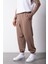Oversize Basic Bel Paça Lastikli 3 Cepli Jogger Eşofman Altı Kahve 3