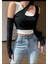 Iki Parça Asimetrik Likralı Crop Top 1