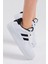 Unisex Beyaz Siyah Yanı Çizgili Bağcıklı Rahat Kalıp Sneaker 1
