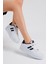 Unisex Beyaz Siyah Yanı Çizgili Bağcıklı Rahat Kalıp Sneaker 2