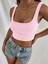 Kadın Pembe Askılı Crop Top Bluz 2