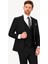 Erkek Siyah Sivri Yaka Yelekli Slim Fit Takım Elbise 2