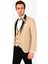 Erkek Bej Slim Fit Şal Yaka Yelekli Damatlık 3