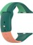 Apple Watch Seri 1 2 3 38 mm Için Small Beden(S Sıze) Üç Renkli Silikon Kordon Yeşil-Somon 1