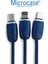 Sarmal Tasarım 3in1 Lightning Type C Micro USB Şarj ve Data Kablosu 110 cm - AL2989 Lacivert 3