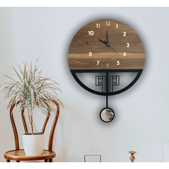 STE Desing Sarkaçlı Ahşap Duvar Saati,sarkaçlı Saat, Duvar Saati, Wooden Wall Clock (Tiktak Sesli)