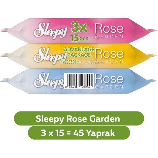 Sleepy Rose Garden Seyahat Cep Mendili 3 x 15 Yaprak
