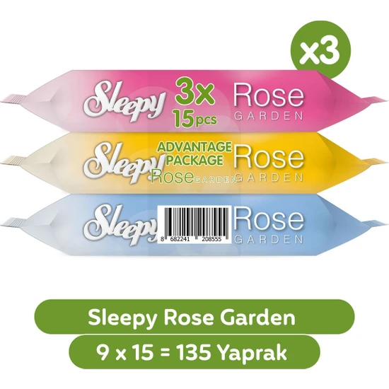 Sleepy Rose Garden Seyahat Cep Mendili 9 x 15 Yaprak