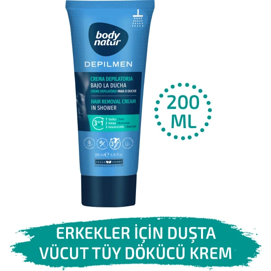 Body Natur Erkekler Için Duşta Vücut Tüy Dökücü Krem - Hair Removal Cream In Shower 200ML