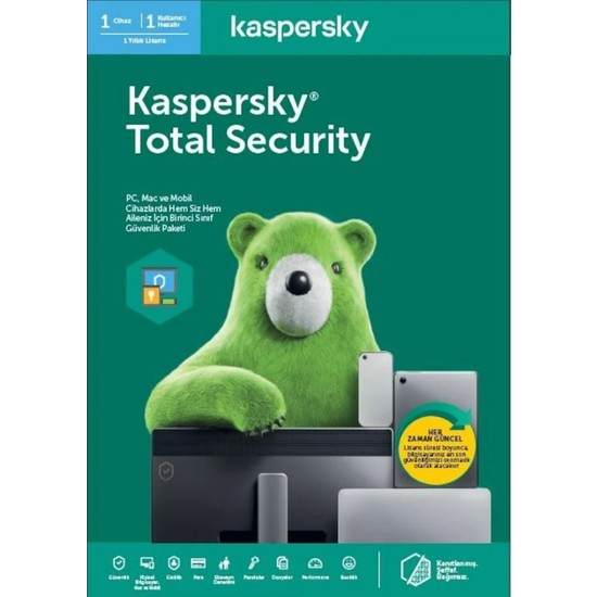 Kaspersky Total Security 1 Kullanıcı 1 Yıl Premium Paket Kutu