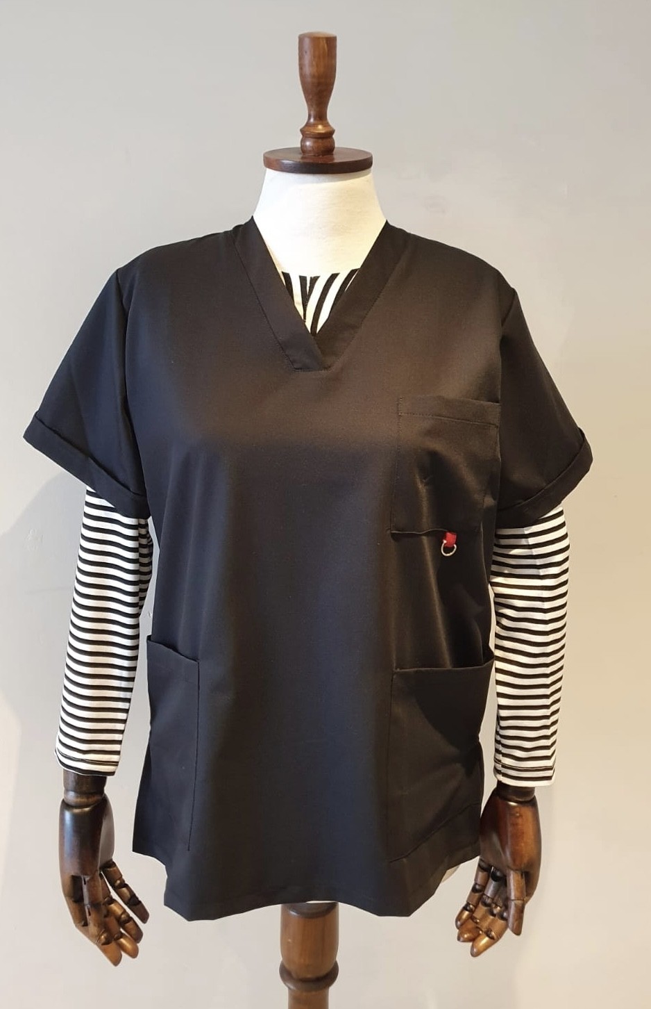 Moda Canel Kadın Tesettür Içe Giyilen Siyah Beyaz Çizgili Uzun Kol Bolero MCBLR003 görsel 3