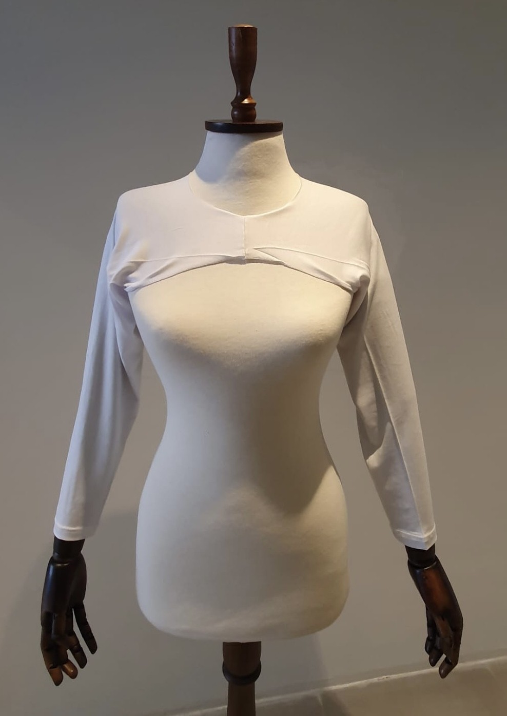 Moda Canel Kadın Tesettür Içe Giyilen Beyaz Uzun Kol Bolero MCBLR001 görsel 2