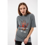Be More Yıkamalı Baskılı Oversize Bayan Tshirt