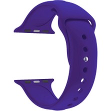 Markacase Apple Watch Seri 4 5 6 Için 44 mm Small Beden(S/m Size) Spor Silikon Kordon(54 Farklı Renk) Koyu Mor