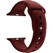 Markacase Apple Watch Seri 1 2 3 Için 38 mm Small Beden(S/m Size) Spor Silikon Kordon(54 Farklı Renk) Koyu Bordo