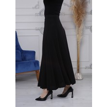 Gül Moda Siyah Uzun Etek Beli Lastikli G029-5