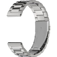 Markacase Samsung Gear S3 Classic - Frontier Için  Metal Tokalı Dişli Kordon Gümüş