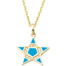 Bilezikci Mavi Yıldız 14 Ayar Altın Kolye