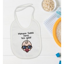 Bk Kids Kişiye Özel Mekanın Sahibi Yeni Geldi Tasarımlı Bebek Mama Önlüğü - Model 1