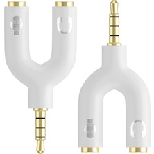 Aogo Kulaklık Mikrofon Birleştirici Aparat 3.5mm Erkek 2x3.5mm Dişi Kulaklık Mic Audio Y Splitter Headphone