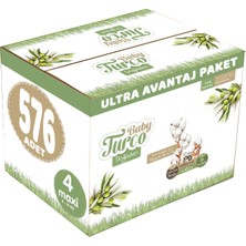 Baby Turco Bebek Bezi Doğadan Beden:4 8-14 kg Maxi Ultra Avantaj Paket 576'lı