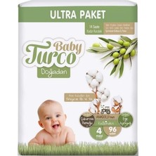 Baby Turco Bebek Bezi Doğadan Beden:4 8-14 kg Maxi Ultra Avantaj Paket 576'lı