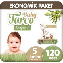 Baby Turco Doğadan 5 Beden 12-25 kg Ekonomik Paket 120'li