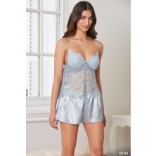 Pierre Cardin 6'lı Kaplı Midi Gecelik Sabahlık Set 6015 Mist