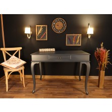 Wooding 100 cm Çekmeceli Masif Antrasit Çalışma Masası