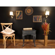 Wooding Çekmeceli Masif Antrasit Komodin Yan Sehpa