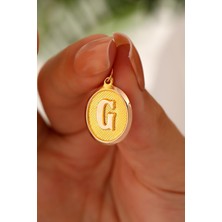Sefa Gold 14 Ayar Altın G Harfi Nostalji Oval Kolye Ucu