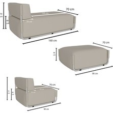 Woodesk Relaks Bahçe Oturma Grubu Bej Renk CPT5603-160