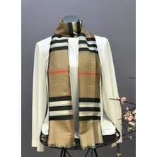 Kadın Çizgi Desenli Burberry Şal