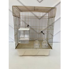 Lüks Papağan Kafesi Büyük Boy Akıllı Yemlik Takılabilen 3 Kapılı Izgaralı Düz Model