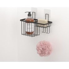 Tekno-Tel Teknotel Yapışkanlı Tek Katlı Sabunluk Raf Mat Siyah St309