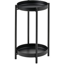 IKEA 2 Katlı Çiçeklik Saksılık Yuvarlak Sehba Siyah 35 cm